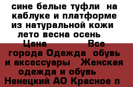 сине белые туфли  на каблуке и платформе из натуральной кожи (лето.весна.осень) › Цена ­ 12 000 - Все города Одежда, обувь и аксессуары » Женская одежда и обувь   . Ненецкий АО,Красное п.